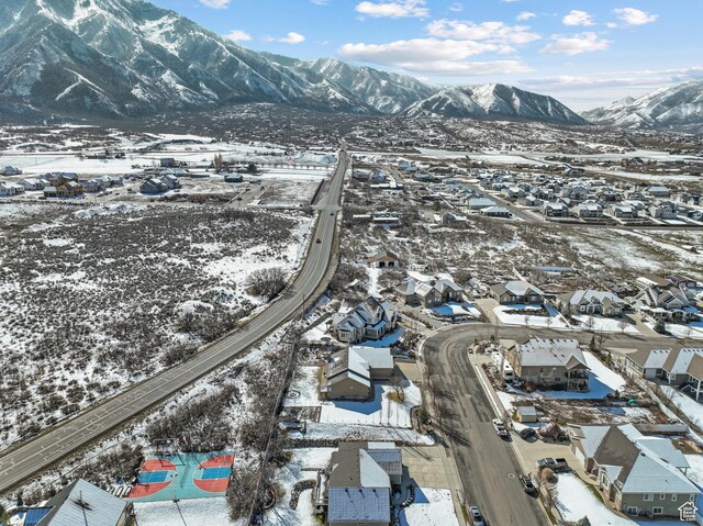1137 S 925 E, Salem, UT 84653 - snowy aerial view featuring a mountain view and a residential view
