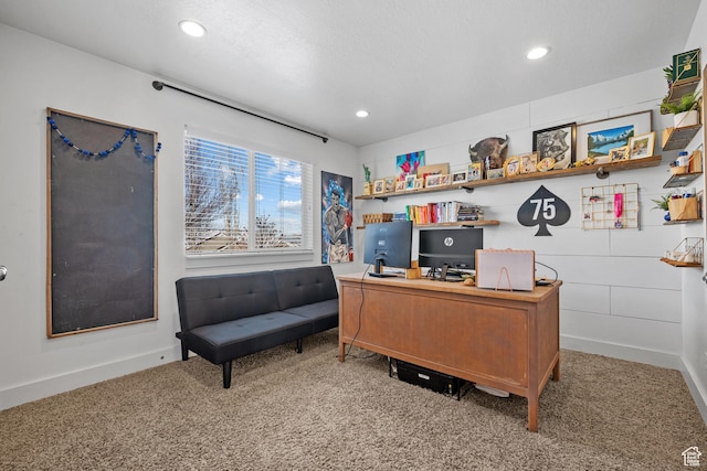 1137 S 925 E, Salem, UT 84653 - office area with recessed lighting, baseboards, carpet, and a textured ceiling