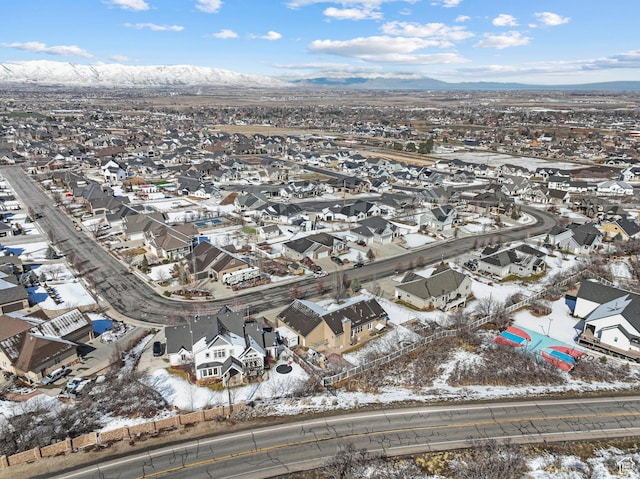 1137 S 925 E, Salem, UT 84653 - snowy aerial view with a mountain view and a residential view