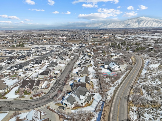 1137 S 925 E, Salem, UT 84653 - snowy aerial view featuring a mountain view and a residential view