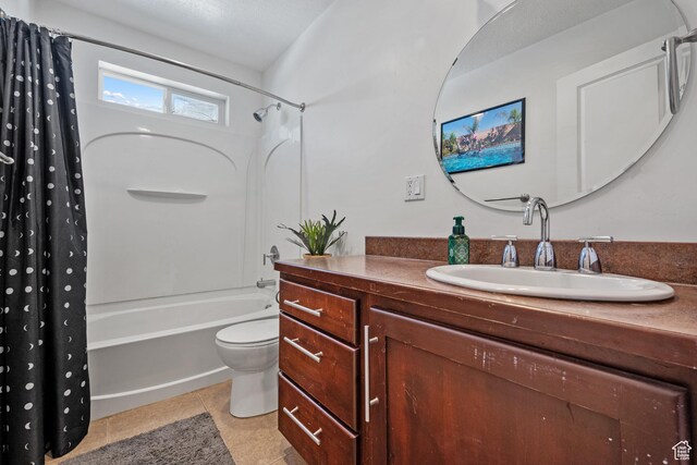 1137 S 925 E, Salem, UT 84653 - full bathroom with shower / bath combo with shower curtain, toilet, vanity, and tile patterned flooring