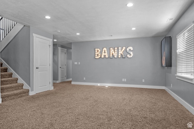 1137 S 925 E, Salem, UT 84653 - carpeted empty room featuring recessed lighting, stairs, and baseboards