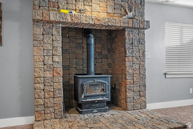 1137 S 925 E, Salem, UT 84653 - details featuring visible vents, a wood stove, and baseboards