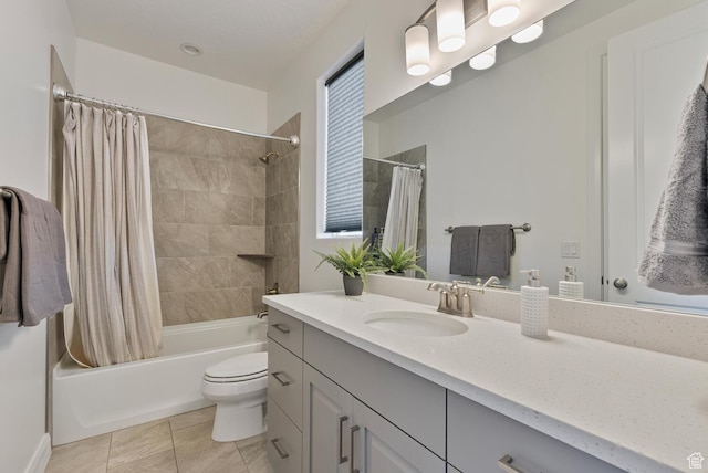 1392 N Marfil Way, Washington, UT 84780 - bathroom with shower / tub combo, toilet, vanity, and tile patterned flooring