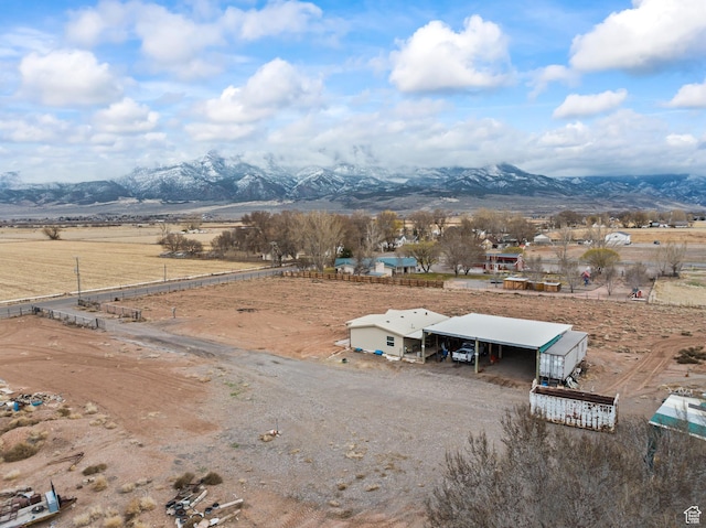 aerial view with a rural view and a mountain view
