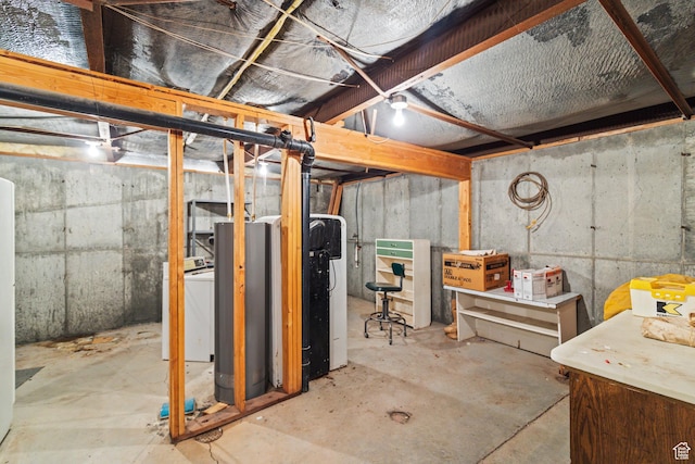 unfinished basement featuring washer / clothes dryer