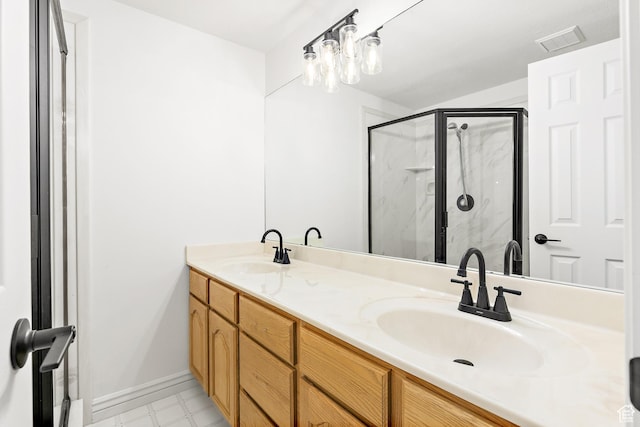 539 E Normandy Dr, Provo, UT 84604 - full bath with double vanity, a sink, a stall shower, and visible vents
