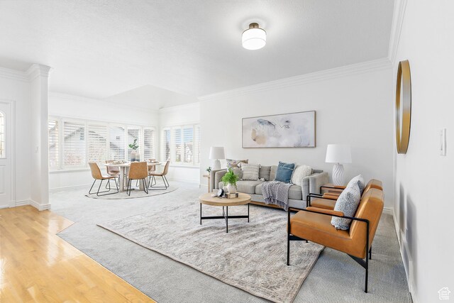539 E Normandy Dr, Provo, UT 84604 - living area with ornamental molding, baseboards, and wood finished floors