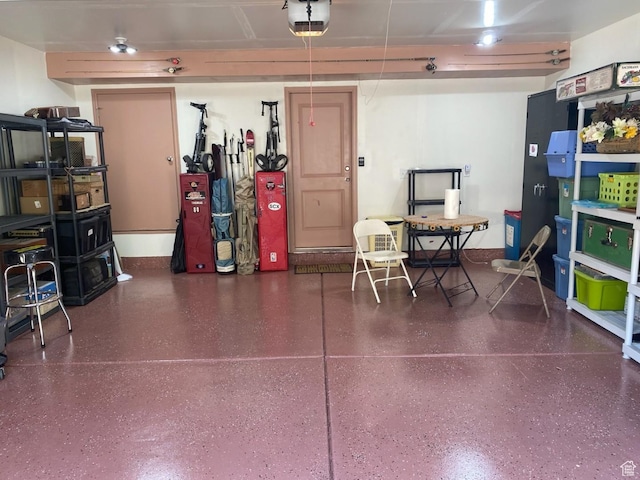 garage with a garage door opener