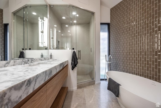 2559 Lupine Ln, Park City, UT 84060 - full bathroom featuring a soaking tub, vanity, and a stall shower