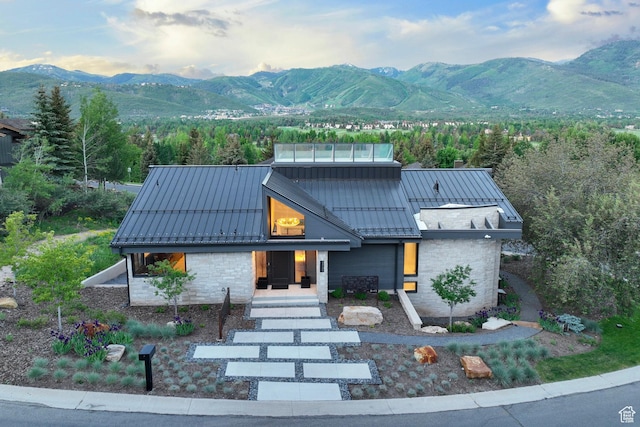 2559 Lupine Ln, Park City, UT 84060 - view of front of property featuring a standing seam roof, a mountain view, and a metal roof