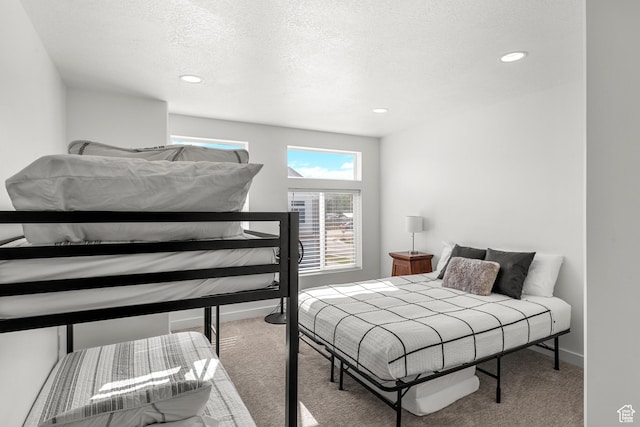 529 Richland Valley St, Garden City, UT 84028 - bedroom with recessed lighting, a textured ceiling, baseboards, and carpet floors
