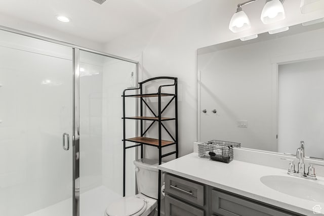 529 Richland Valley St, Garden City, UT 84028 - full bath featuring recessed lighting, toilet, a stall shower, and vanity