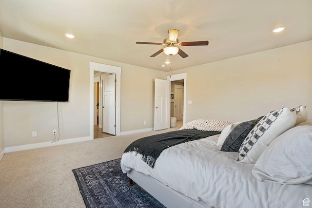 3323 E Gibraltar Ave, Eagle Mountain, UT 84005 - bedroom with recessed lighting, baseboards, ceiling fan, and carpet flooring