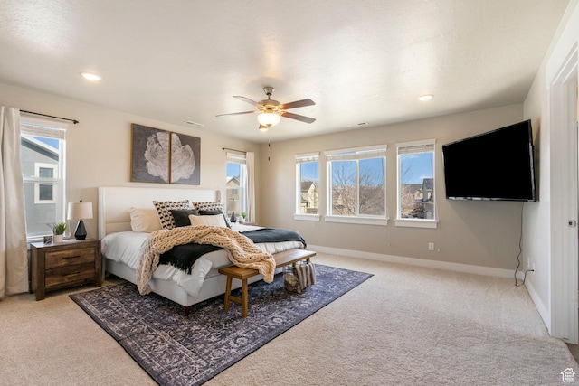 3323 E Gibraltar Ave, Eagle Mountain, UT 84005 - bedroom featuring light carpet, recessed lighting, and baseboards