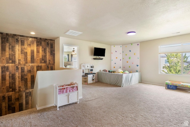 5943 N Bleeker, Stansbury Park, UT 84074 - rec room featuring carpet and a textured ceiling