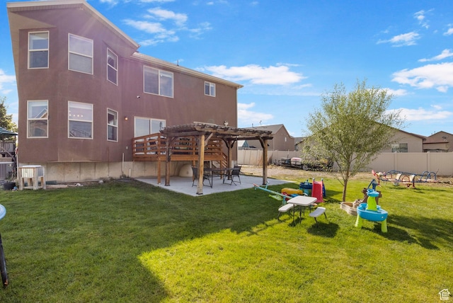 5943 N Bleeker, Stansbury Park, UT 84074 - rear view of property featuring a pergola and a patio area