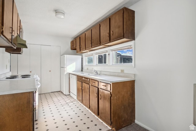 1900 Homestake Rd Unit 32, Park City, UT 84060 - kitchen featuring light flooring, white appliances, light countertops, and a sink