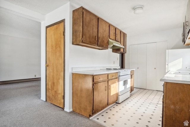 1900 Homestake Rd Unit 32, Park City, UT 84060 - kitchen with white electric range oven, under cabinet range hood, a sink, and light countertops