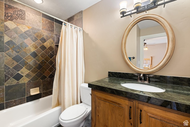 1865 S 3350 E, Heber City, UT 84032 - full bath featuring shower / tub combo with curtain, vanity, and a ceiling fan