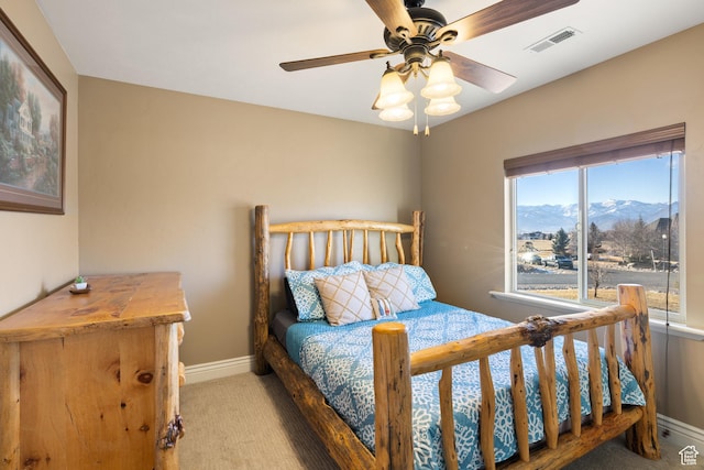 1865 S 3350 E, Heber City, UT 84032 - bedroom with carpet floors, a mountain view, and ceiling fan