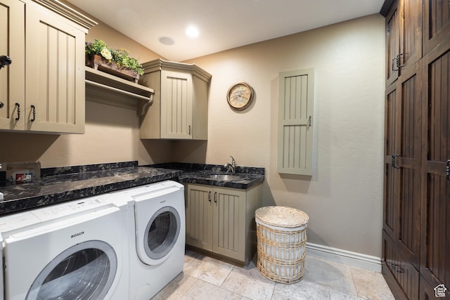 1865 S 3350 E, Heber City, UT 84032 - washroom with independent washer and dryer, cabinet space, and stone tile floors