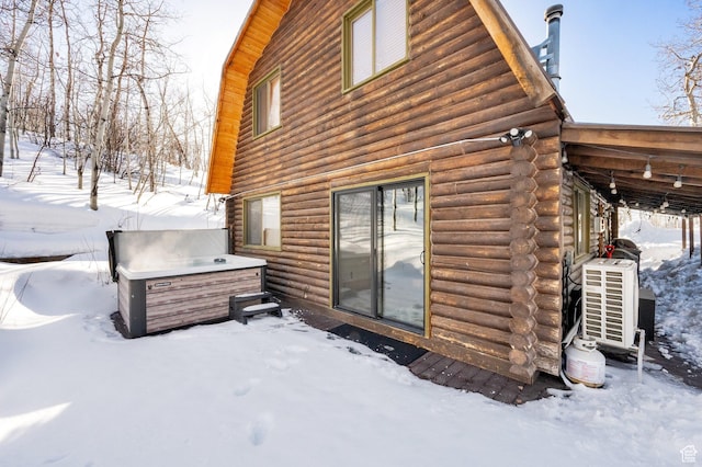 2821 S Deer Run Rd Unit 1011C, Heber City, UT 84032 - exterior space with log exterior, cooling unit, and a hot tub