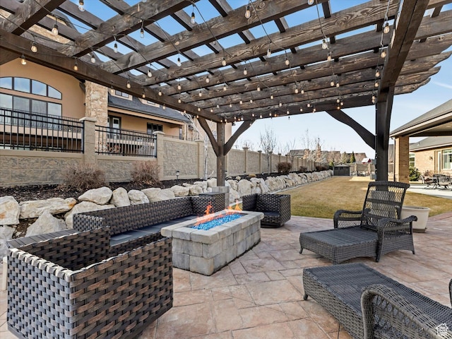 14738 S Currant Creek Cir W, Bluffdale, UT 84065 - view of patio / terrace with an outdoor living space with a fire pit