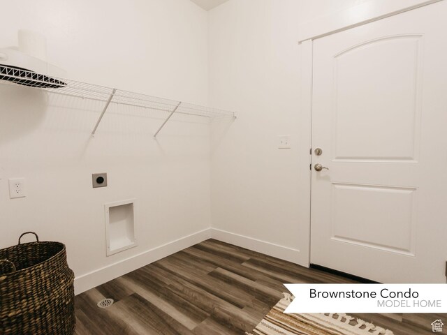 4738 S 710 W Unit K303, Mapleton, UT 84664 - laundry area with electric dryer hookup, baseboards, dark wood finished floors, and laundry area