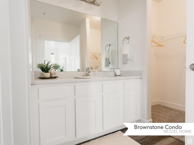 4738 S 710 W Unit K303, Mapleton, UT 84664 - bathroom featuring a walk in closet, baseboards, and vanity