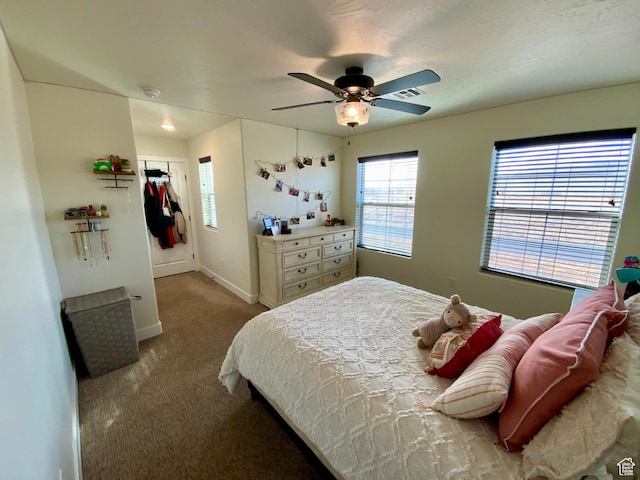 1117 S Terrel Dr, Kanab, UT 84741 - bedroom with carpet flooring, ceiling fan, baseboards, and visible vents