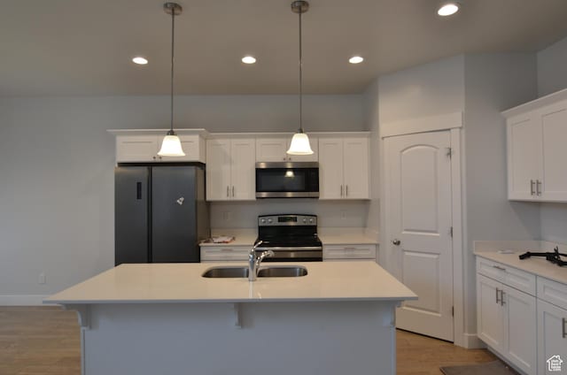 5289 W Van Dyne Ln, Herriman, UT 84096 - kitchen featuring a sink, stainless steel appliances, light wood-style floors, and light countertops