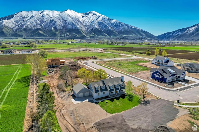 aerial view with a rural view and a mountain view