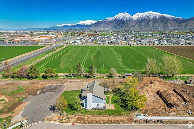 drone / aerial view with a mountain view and a residential view