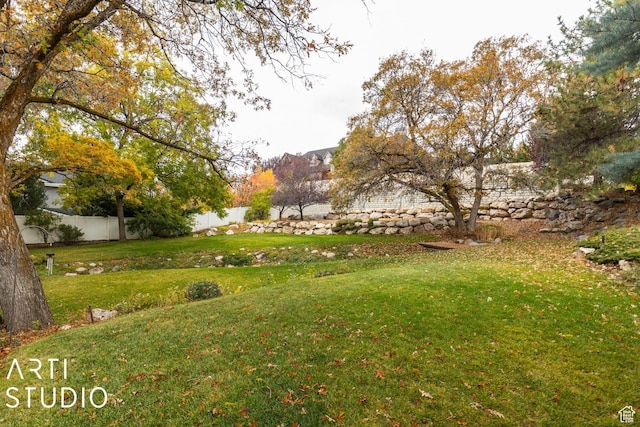 view of yard featuring fence
