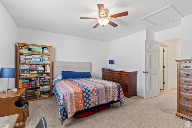1322 E 6175 S, South Ogden, UT 84405 - bedroom featuring carpet flooring, attic access, and a ceiling fan