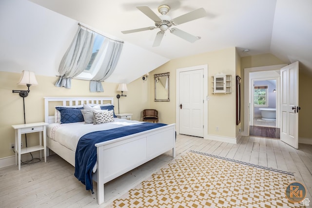 197 N 200 W, Kanab, UT 84741 - bedroom with light wood-style flooring, ceiling fan, baseboards, and vaulted ceiling