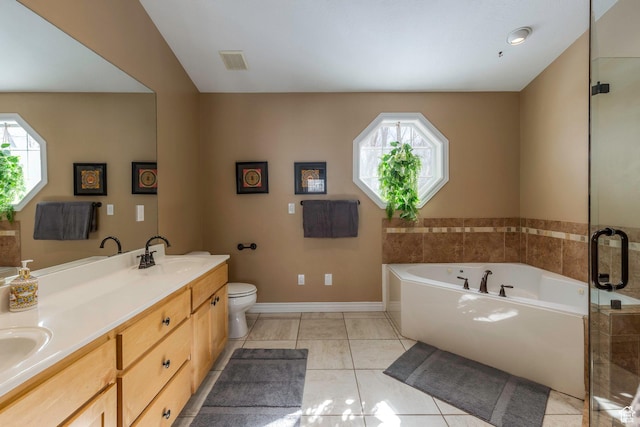 161 W Swiss Farm Way Unit 9, Midway, UT 84049 - bathroom featuring visible vents, a garden tub, a sink, tile patterned flooring, and double vanity