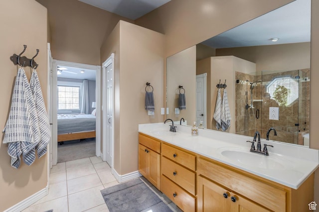 161 W Swiss Farm Way Unit 9, Midway, UT 84049 - bathroom featuring tile patterned flooring, a tile shower, double vanity, and a sink