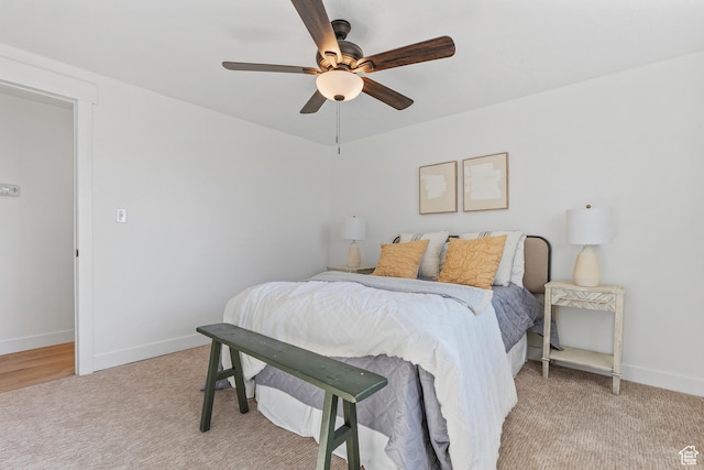 4375 S 2700 E, Holladay, UT 84124 - bedroom with light colored carpet, baseboards, and ceiling fan