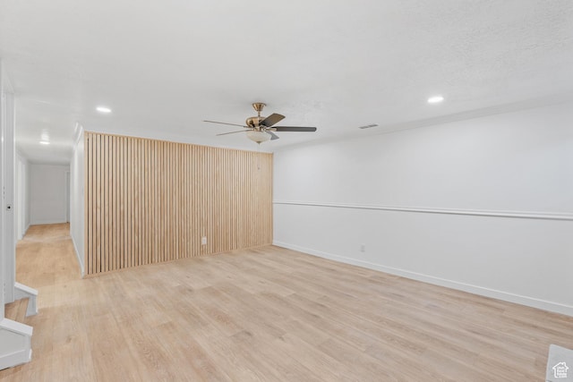 4375 S 2700 E, Holladay, UT 84124 - unfurnished room featuring light wood finished floors, visible vents, baseboards, recessed lighting, and a ceiling fan