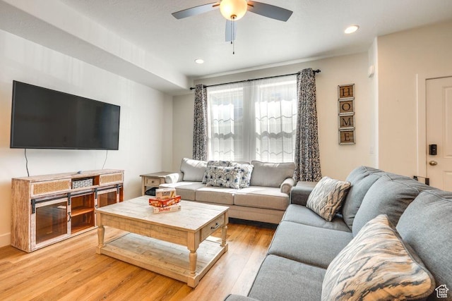 498 W 1225 N Unit 28, Cedar City, UT 84721 - living room featuring recessed lighting, ceiling fan, and light wood-style floors