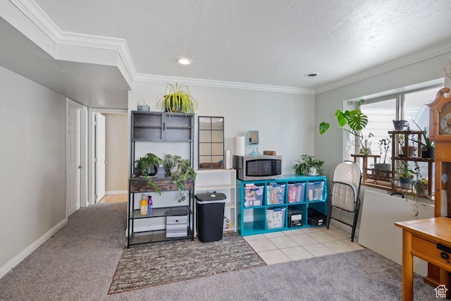 5964 W Jackling Way, West Jordan, UT 84081 - playroom with crown molding, carpet flooring, and baseboards