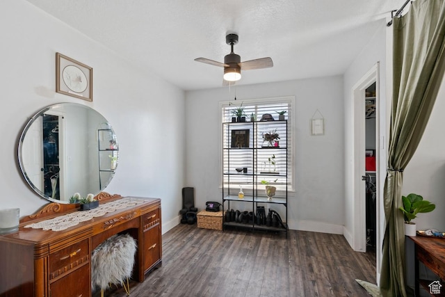 5964 W Jackling Way, West Jordan, UT 84081 - interior space featuring baseboards, dark wood-type flooring, and ceiling fan