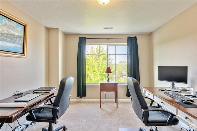 5663 W Yukon Park Ln S, Herriman, UT 84096 - office area featuring light carpet, baseboards, and a textured ceiling