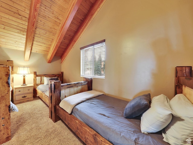 161 N Irish Trl, Brian Head, UT 84719 - bedroom featuring lofted ceiling with beams, carpet, and wooden ceiling