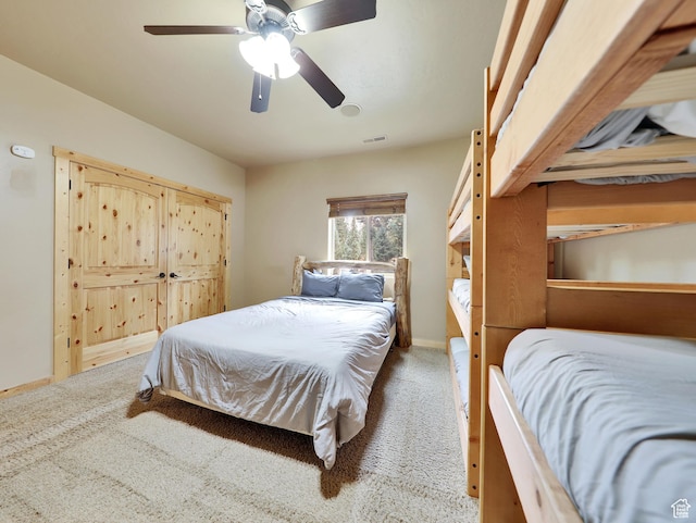 161 N Irish Trl, Brian Head, UT 84719 - bedroom with a ceiling fan, light colored carpet, visible vents, and baseboards