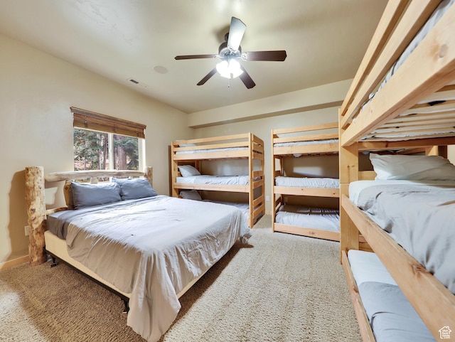 161 N Irish Trl, Brian Head, UT 84719 - carpeted bedroom featuring visible vents, baseboards, and ceiling fan