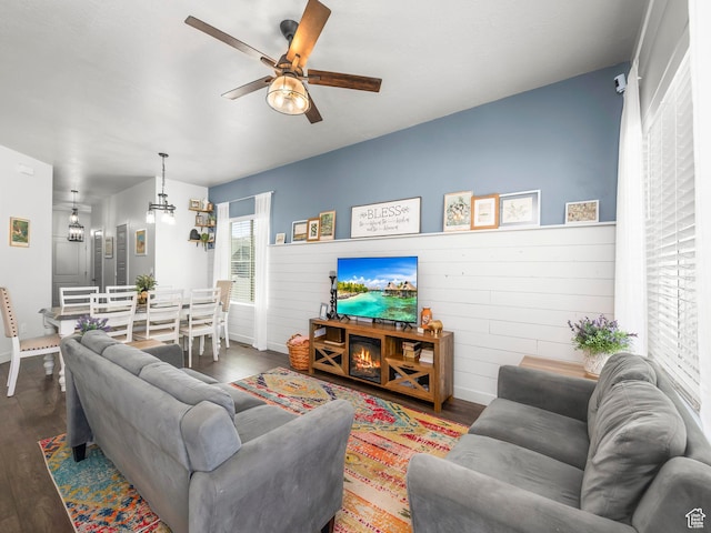 6119 N White Rock Rd, Eagle Mountain, UT 84005 - living room with wood finished floors and ceiling fan