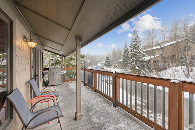 deck with a grill